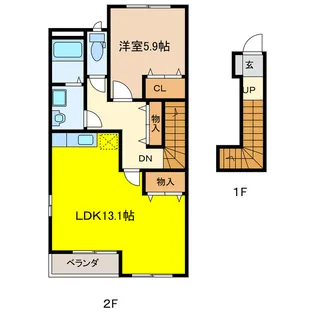 岐阜県大垣市新田町1【アパート】の間取り