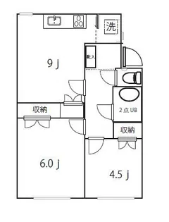 KMコーポ小金井 最上階・角部屋【3階】の間取り