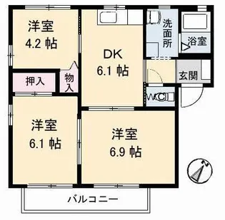 ヴィ・ラフィネ旗ケ崎 2号館【1階】の間取り
