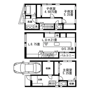東京都台東区谷中3【一戸建】の間取り