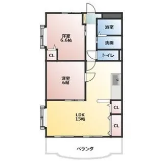 ユーミーマンションオリーブ通りB館【2階】の間取り