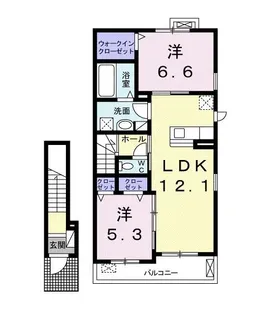 プティ・ラパン【2階】の間取り