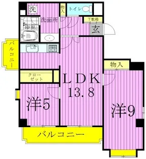 綾東ヴィレッジ弐番館【6階】の間取り