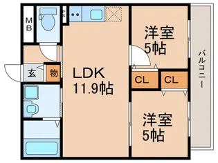 仮)プレサンスクレージュ喜里川町 South【2階】の間取り