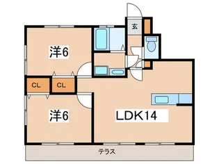 ソラ-レ・コルティ-レB【1階】の間取り