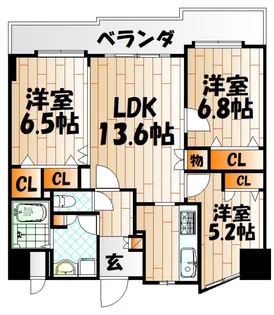 ニューサンリバー12番館【12階】の間取り
