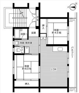 ビレッジハウス希望ヶ丘1号棟【3階】の間取り