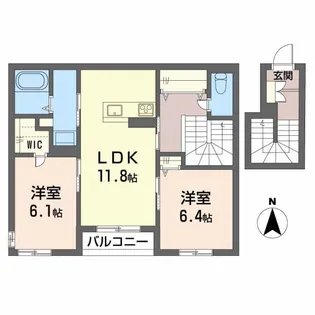 シエルI.K【2階】の間取り