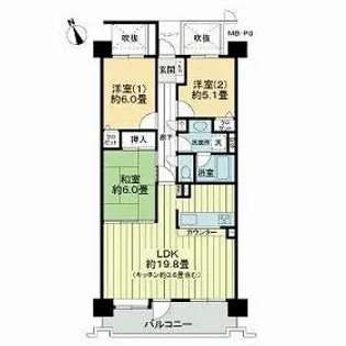 ライオンズガーデン泉中央【8階】の間取り