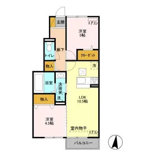 シャイニースカイコート【1階】の間取り