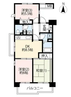 URサンヴァリエ桜堤【6階】の間取り
