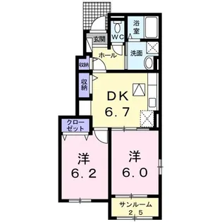 サン ヴィレッジ B【1階】の間取り