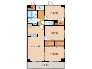 ディアコート麻里布【4階】の間取り