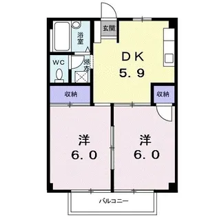 仲屋コーポ諏訪【2階】の間取り