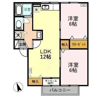 レーヴ・アズール【2階】の間取り