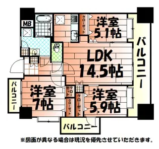 ニューサンリバー12番館【10階】の間取り