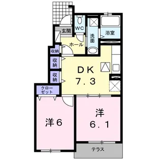 【 2DK・南向き・即入居可 】 フェアクレメント 102号室【1階】の間取り