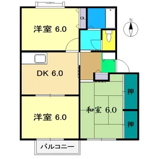 ハイツ大柳【2階】の間取り