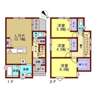 石川県河北郡内灘町字ハマナス2【一戸建】の間取り