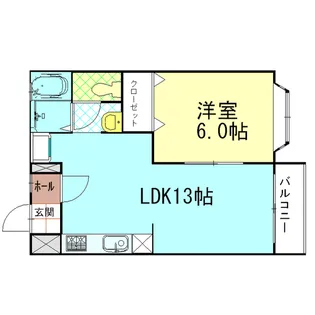 1LDKの間取り画像