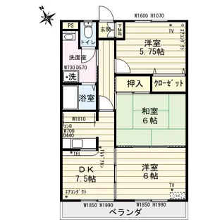 サンビレッジ【1階】の間取り