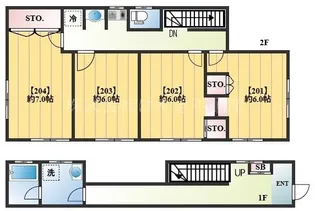 宝角アパート【2階】の間取り