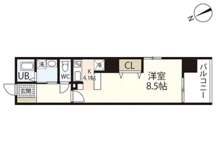 グラビスコート上幟町【6階】の間取り