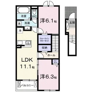長野県佐久市中込【アパート】の間取り