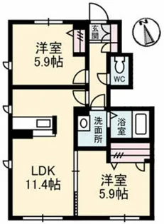 シャーメゾン南町 A棟【1階】の間取り
