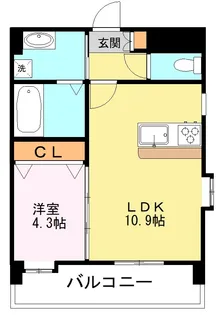 ワンティック水前寺2【6階】の間取り