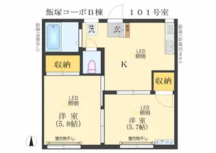 SHM飯塚コーポB【1階】の間取り