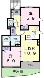 レジデンスイナリA【1階】の間取り