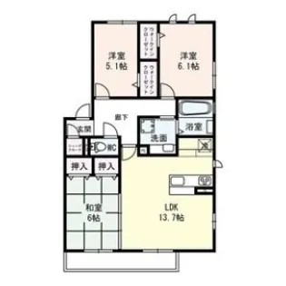 クレール田宮【2階】の間取り