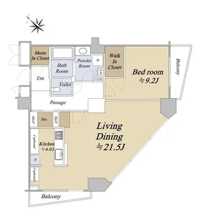 アトラスタワー六本木【16階】の間取り