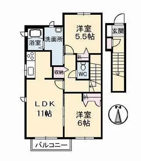 ヴェル・サワー B棟【2階】の間取り