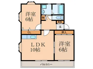 グリ-ンハイツB棟【2階】の間取り