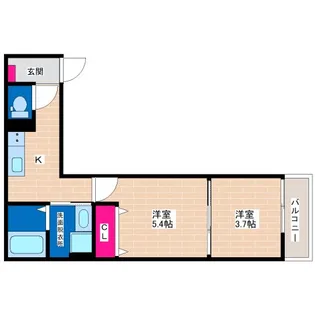 ヴェルメゾン加美東【1階】の間取り