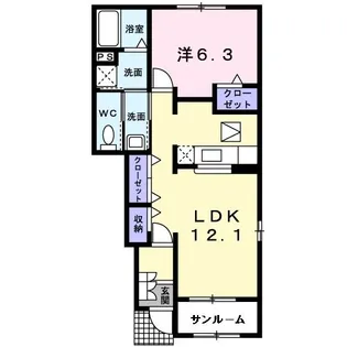 サンクチュアリ北府【1階】の間取り