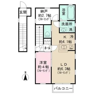 Duo 南台 B【2階】の間取り