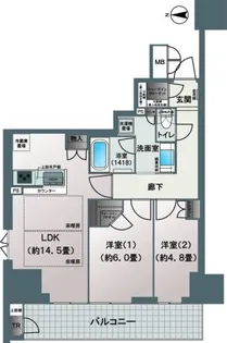 ブランズ大阪松屋町【15階】の間取り