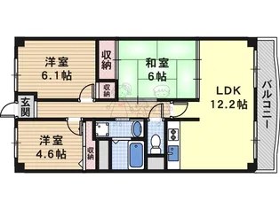 レジデンシア北田辺【2階】の間取り