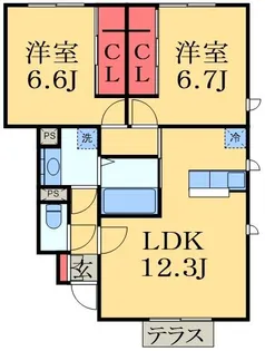 ハーリンガムコート都賀A【1階】の間取り