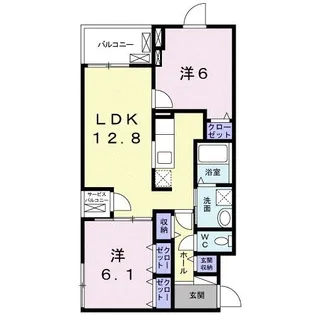 K sコート奈良ウエスト【1階】の間取り