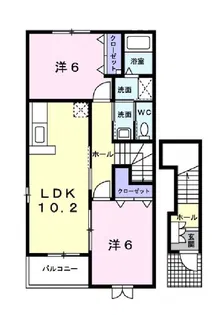 サニースクエアA【2階】の間取り