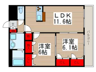 ユ-ビック末広【2階】の間取り