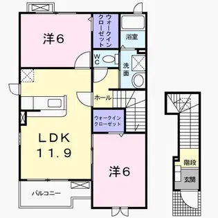アグレアブルハウス花水木C【2階】の間取り