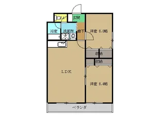 プレイスコート住吉【2階】の間取り