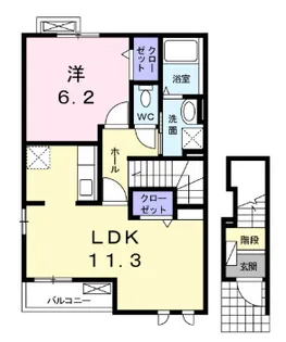 福島県郡山市田村町上行合字西川原【アパート】の間取り