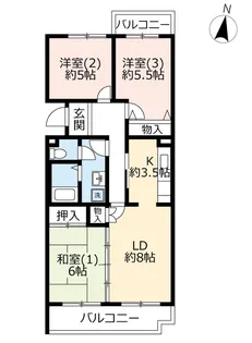 UR善行第三【5階】の間取り