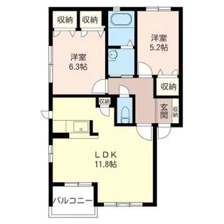 ヴァ・ルワールA【2階】の間取り